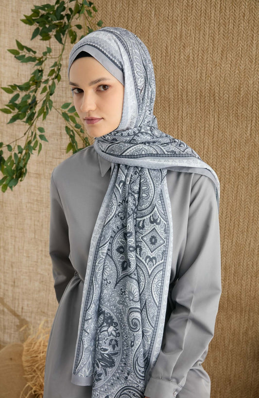 Amelia Füme Etnik Desen Şal - Fatma Atasoy