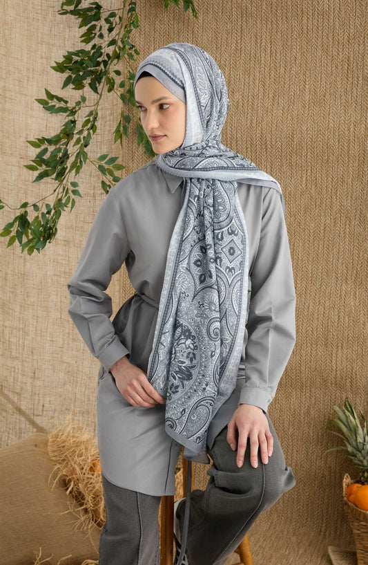 Amelia Füme Etnik Desen Şal - Fatma Atasoy