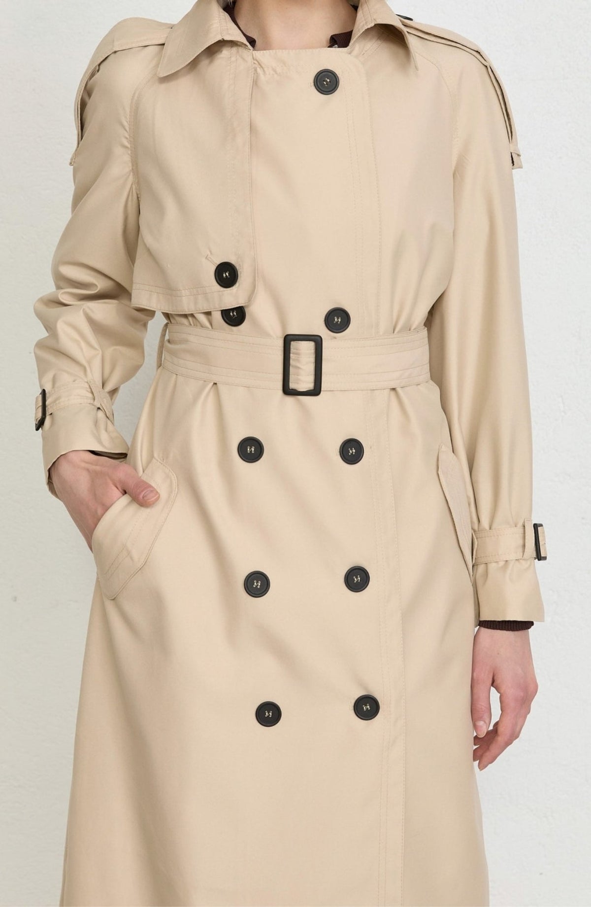 Apoletli Taş Oversize Trençkot - Fatma Atasoy