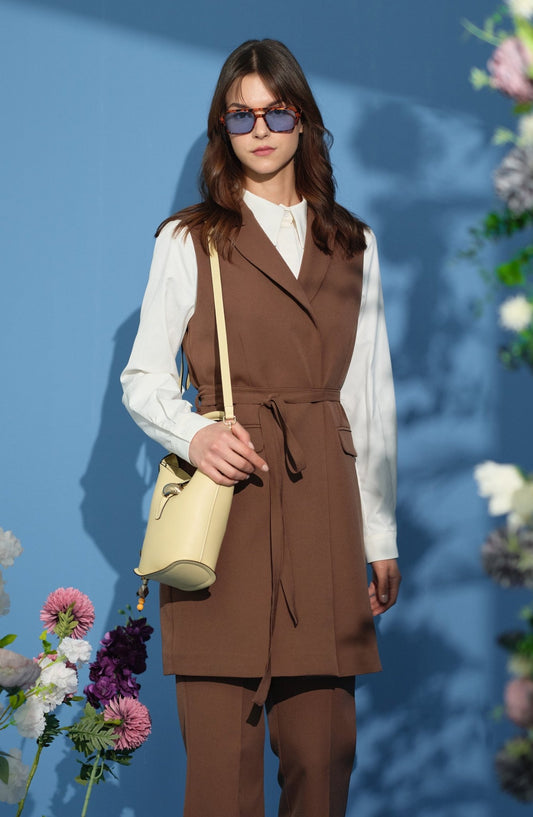 Bağlamalı Yelek Kahverengi - Fatma Atasoy