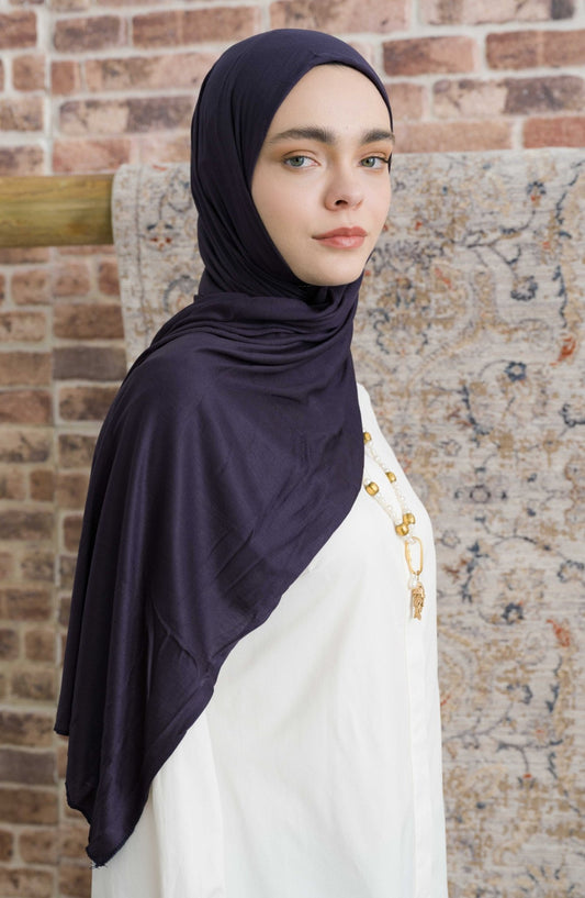 Bambu Penye Lacivert Şal - Fatma Atasoy