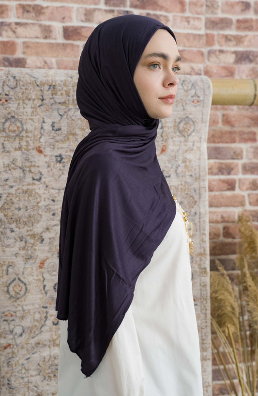Bambu Penye Lacivert Şal - Fatma Atasoy