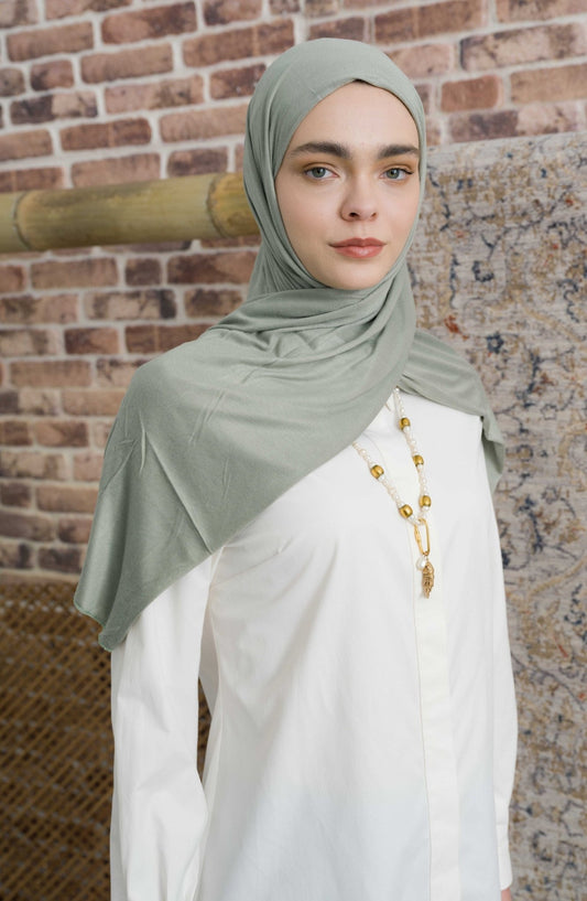 Bambu Penye Mint Şal - Fatma Atasoy