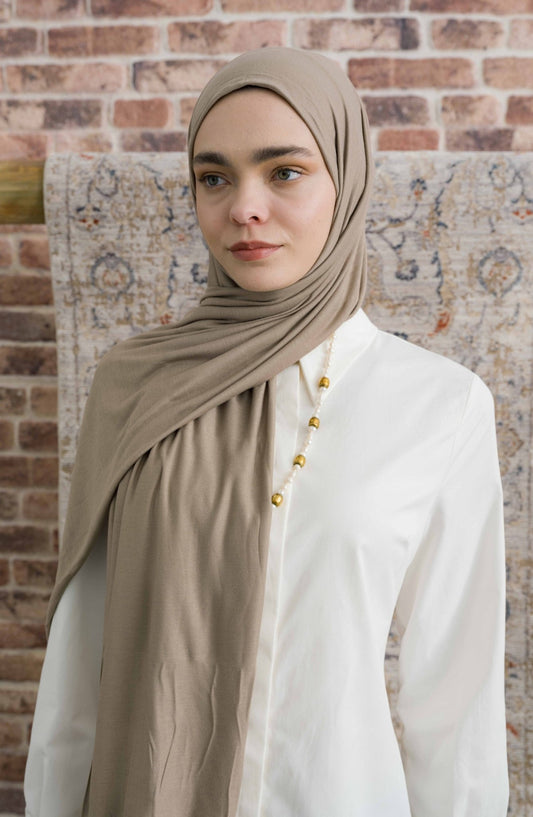 Bambu Penye Sütlü Kahve Şal - Fatma Atasoy