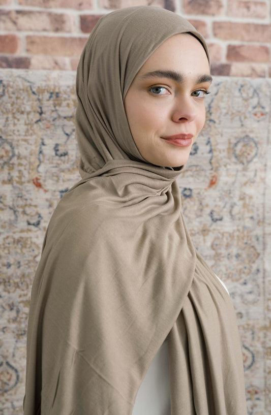 Bambu Penye Sütlü Kahve Şal - Fatma Atasoy