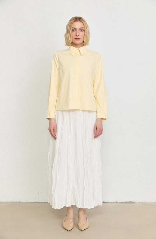 Basic Butter Sarı Pamuk Gömlek - Fatma Atasoy