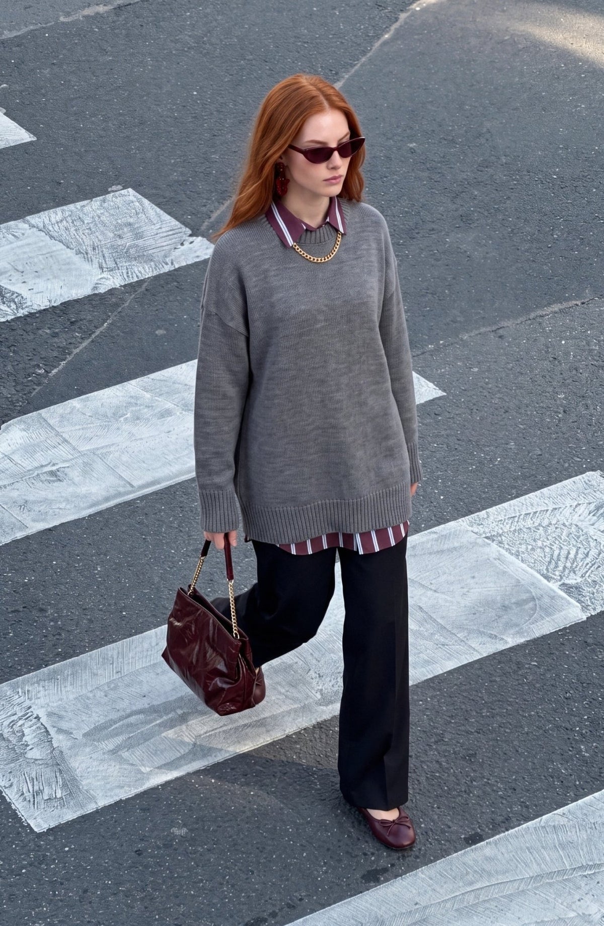 Basic Oversize Triko Antrasit Kazak - Fatma Atasoy