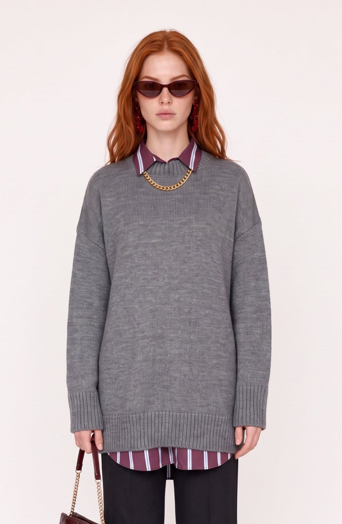 Basic Oversize Triko Antrasit Kazak - Fatma Atasoy