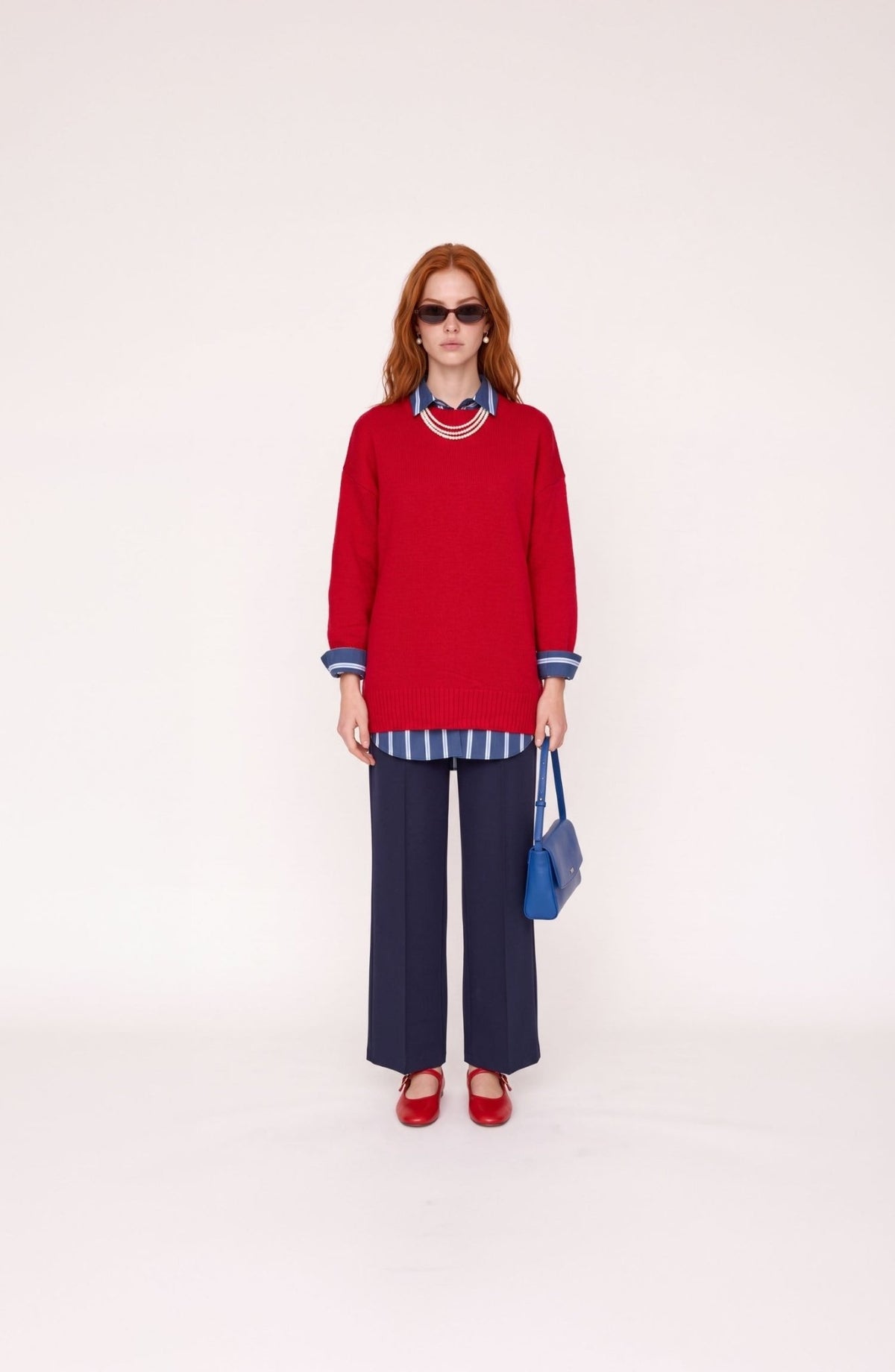 Basic Oversize Triko Kırmızı Kazak - Fatma Atasoy