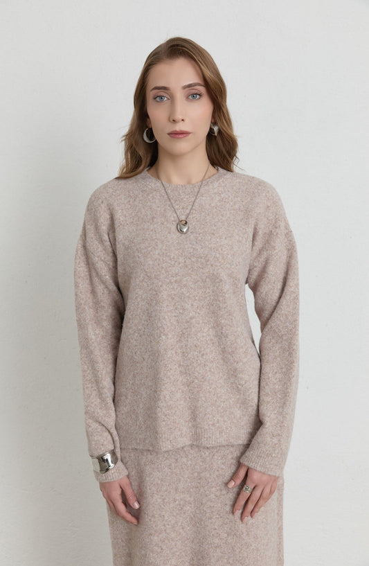 Basic Pufik Sütlü Kahve Triko Etekli İkili Takım - Fatma Atasoy