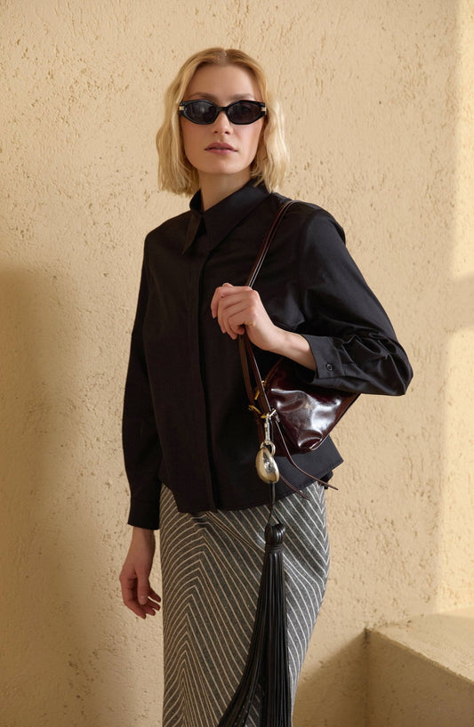 Basic Siyah Pamuk Gömlek - Fatma Atasoy