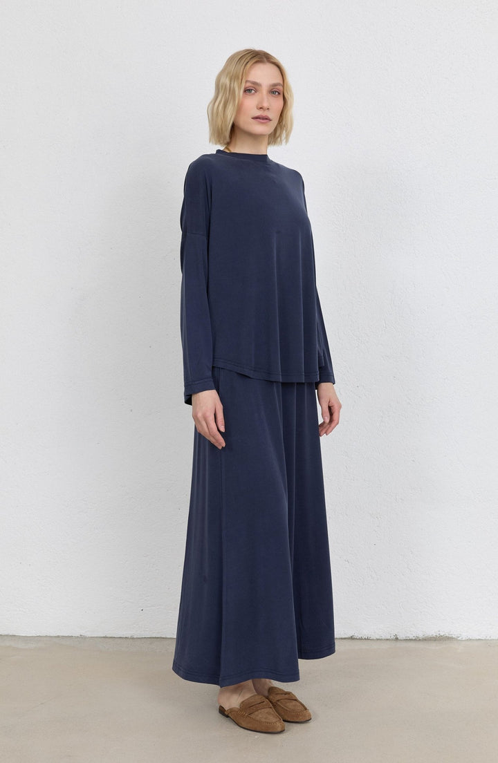 Basic Soft Touch Modal Lacivert Etekli İkili Takım - Fatma Atasoy