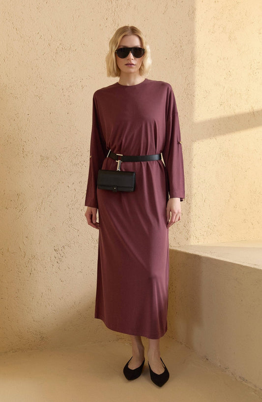 Basic Soft Touch Modal Mürdüm Elbise - Fatma Atasoy