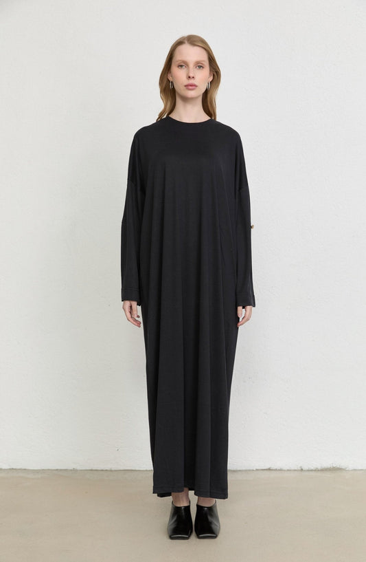 Basic Soft Touch Modal Siyah Elbise - Fatma Atasoy