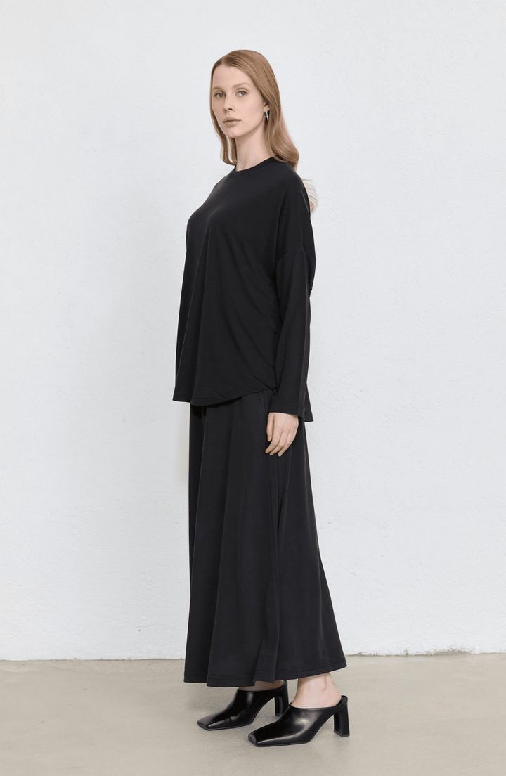 Basic Soft Touch Modal Siyah Etekli İkili Takım - Fatma Atasoy