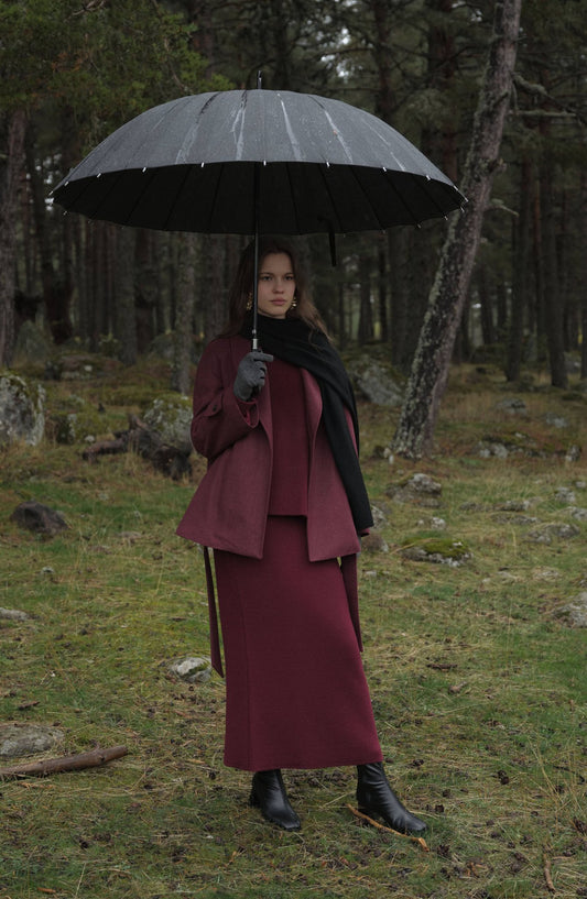 Basic Yumoş Bordo Triko Etekli İkili Takım - Fatma Atasoy