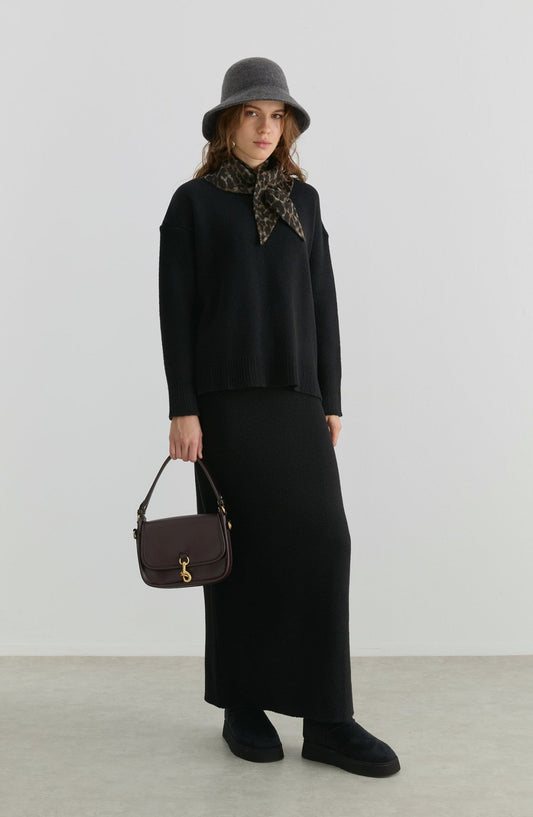 Basic Yumoş Siyah Triko Etekli İkili Takım - Fatma Atasoy