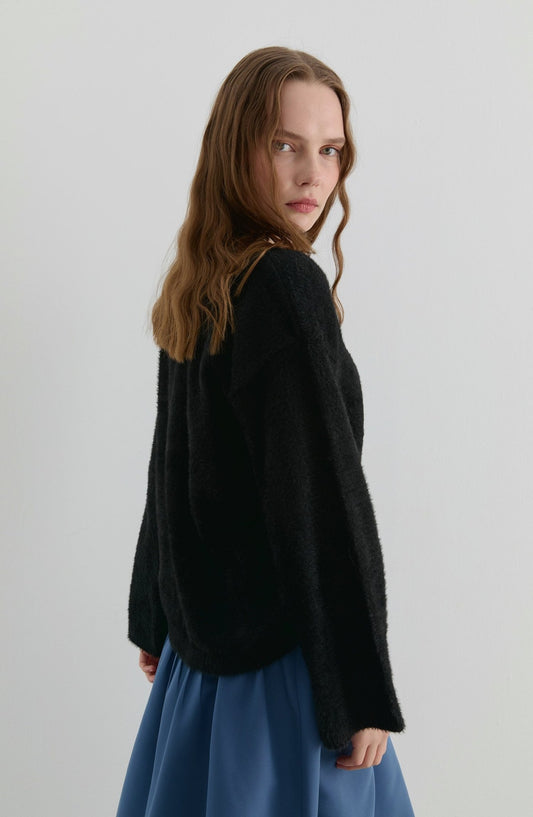 Basic Yumoş Siyah Triko Kazak - Fatma Atasoy