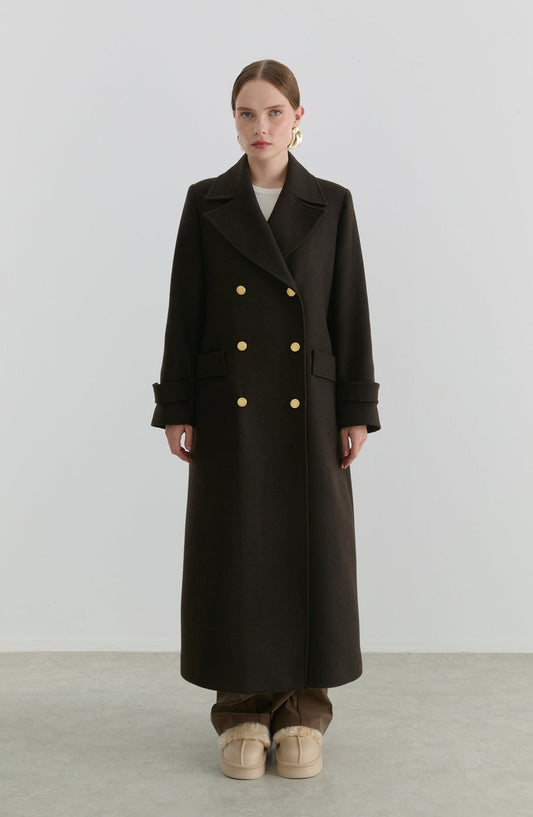 Blazer Maksi Acı Kahve Kaşmir Kaban - Fatma Atasoy