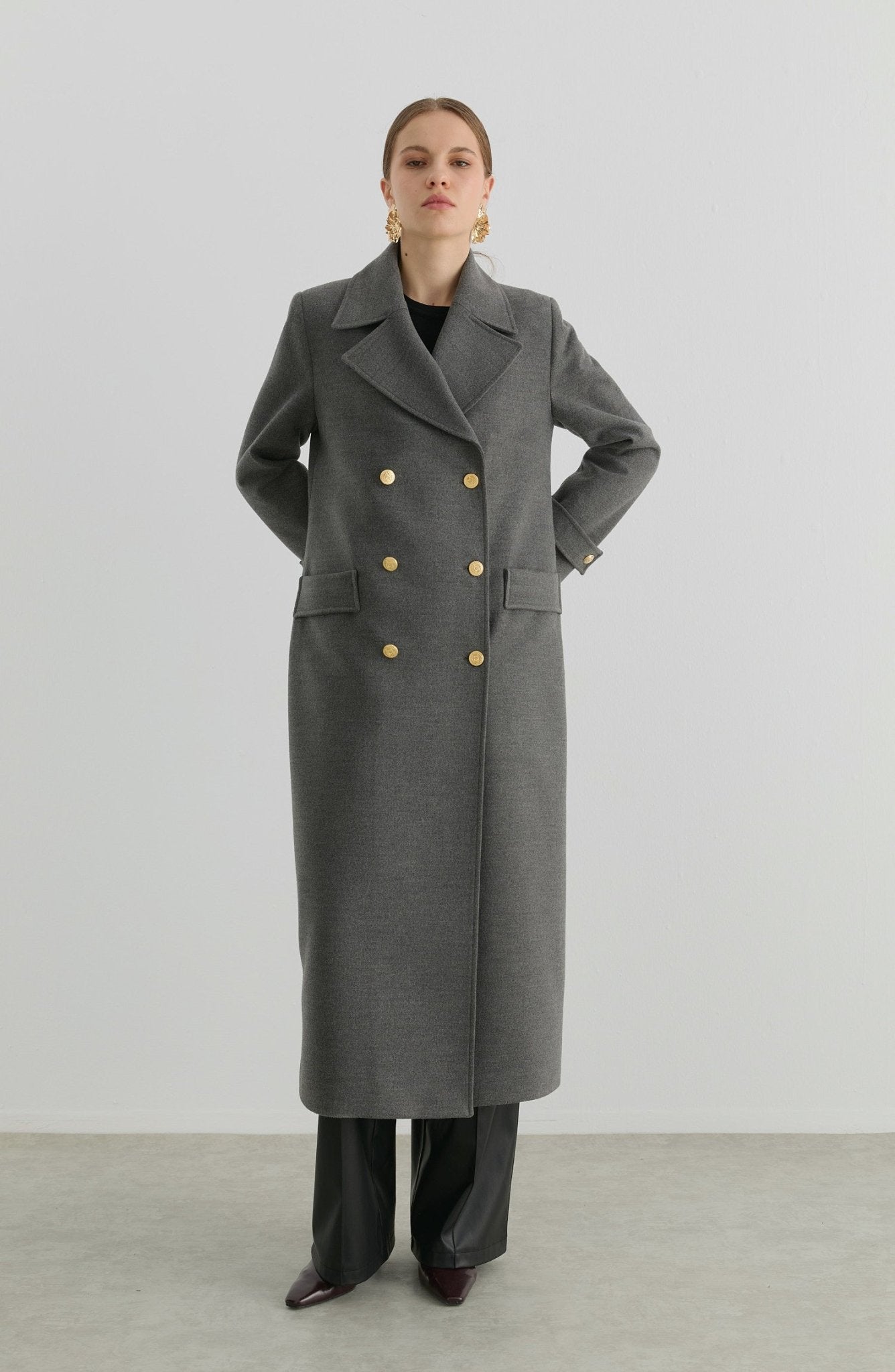 Blazer Maksi Gri Kaşmir Kaban - Fatma Atasoy