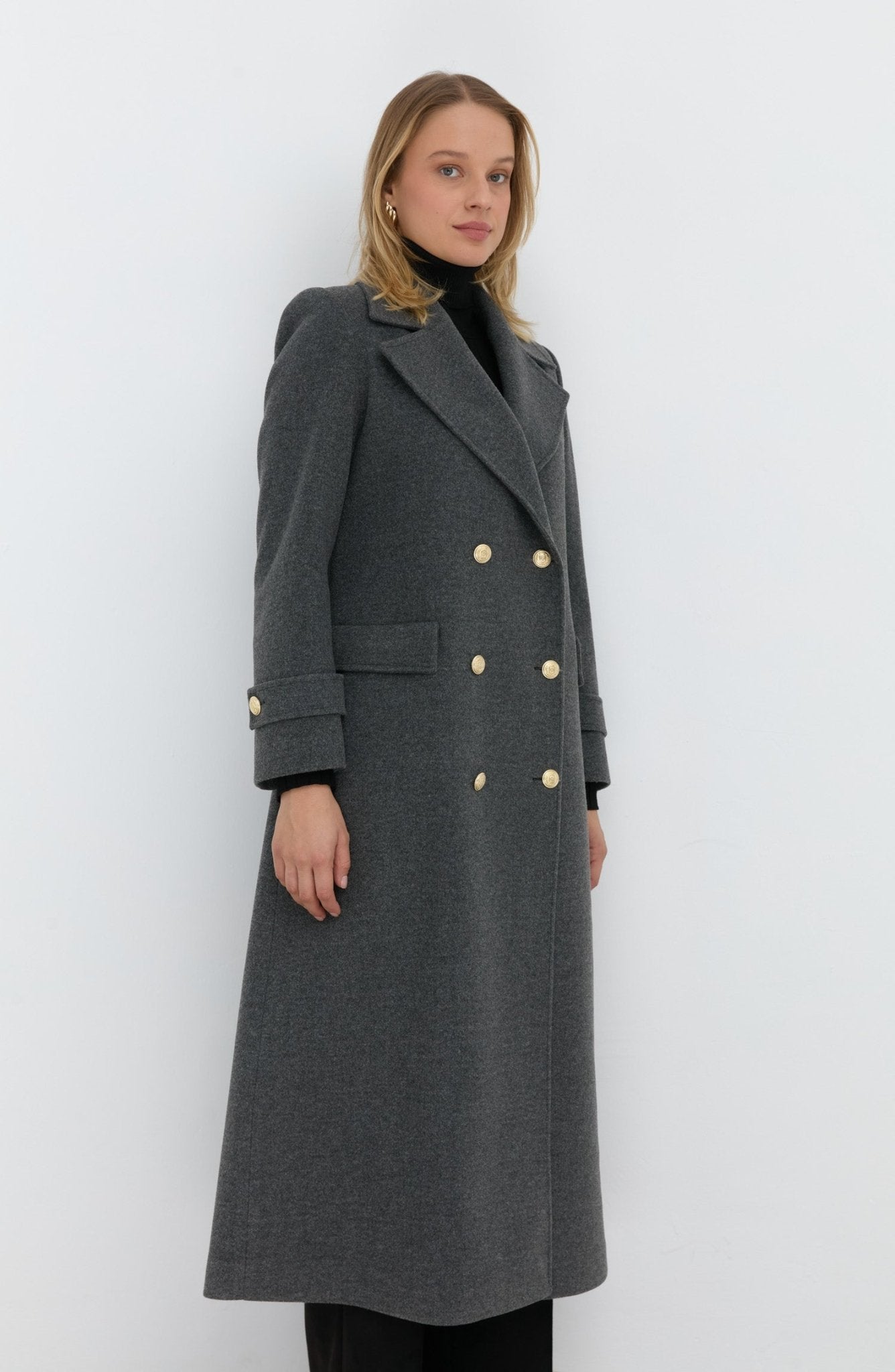 Blazer Maksi Kaban Gri - Fatma Atasoy