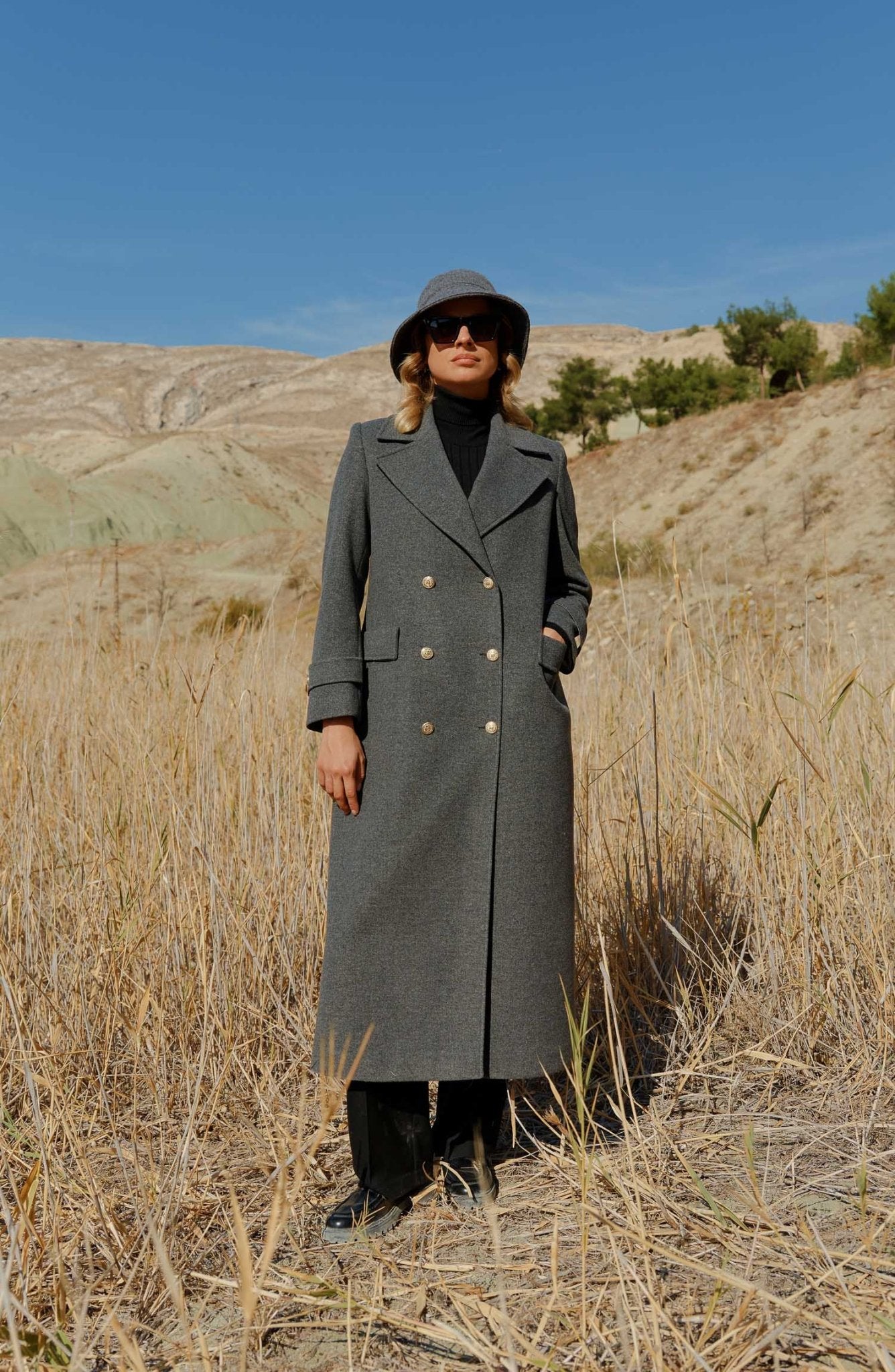 Blazer Maksi Kaban Gri - Fatma Atasoy