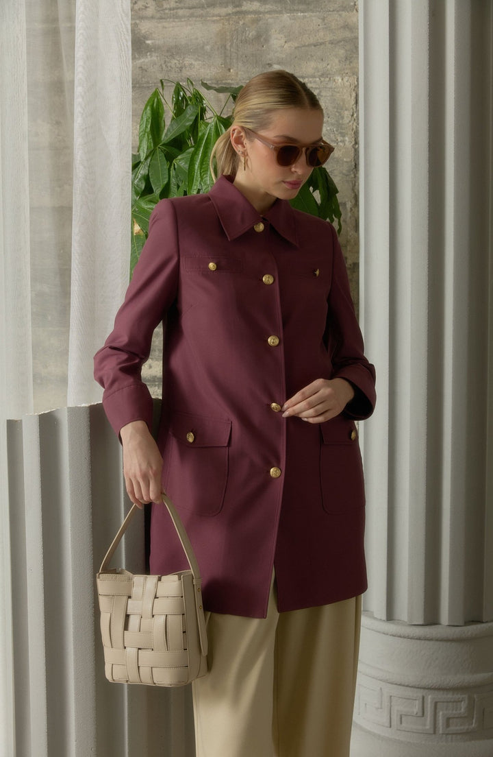 Blazer Mürdüm Trenç Ceket - Fatma Atasoy