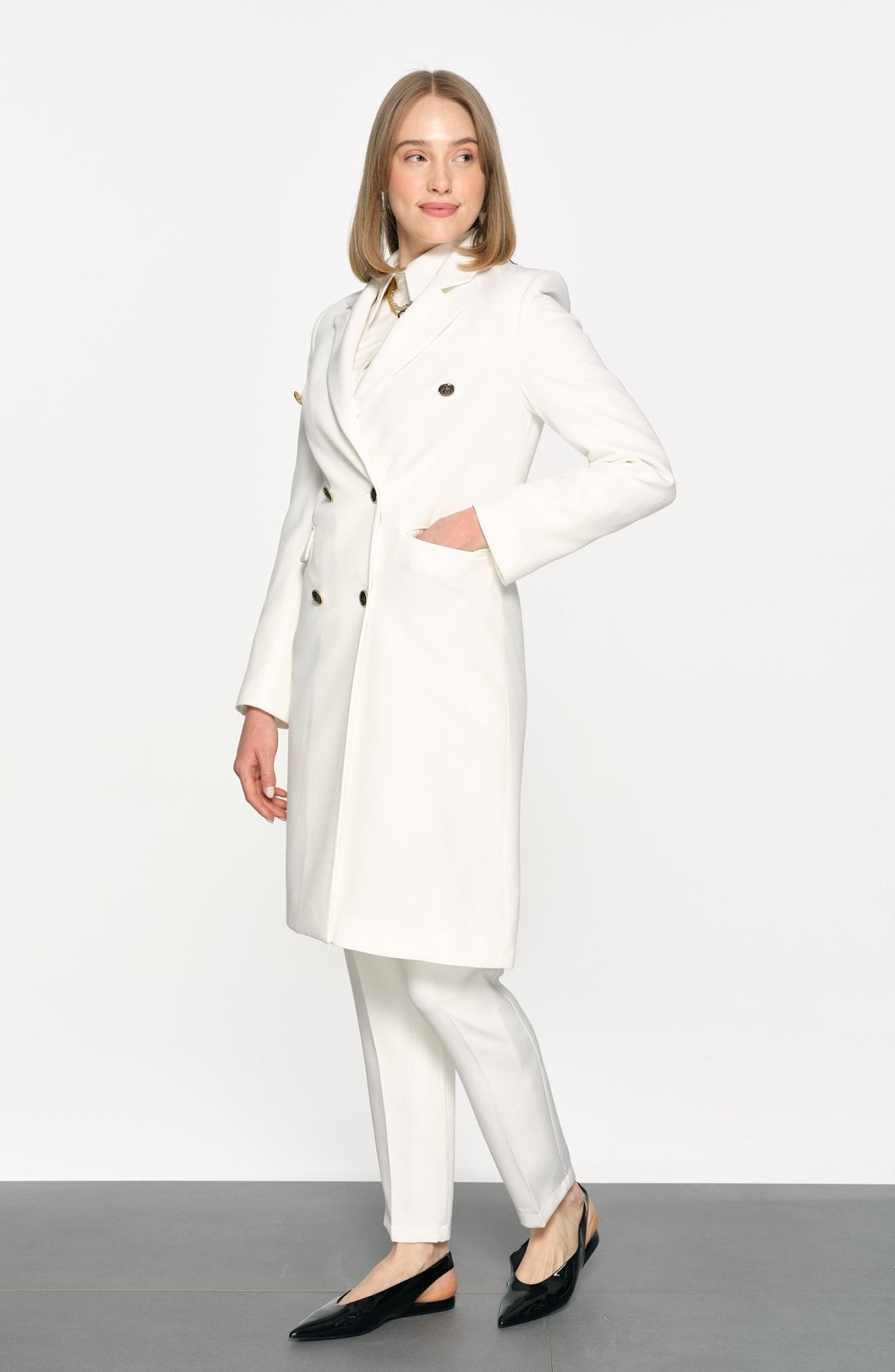 Blazer Tek Ceket Ekru - Fatma Atasoy