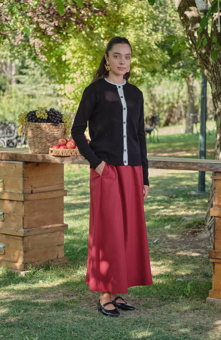 Büzgülü Bordo Trenç Etek - Fatma Atasoy