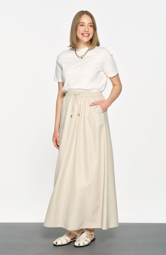 Büzgülü Lastikli Taş Etek - Fatma Atasoy