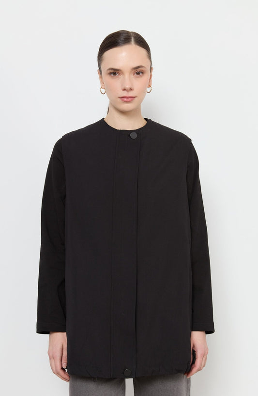 Büzgülü Siyah Trenç Yelek - Fatma Atasoy