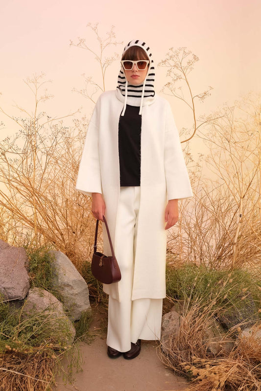 Çelik Örme Ekru Triko Pantolon - Fatma Atasoy