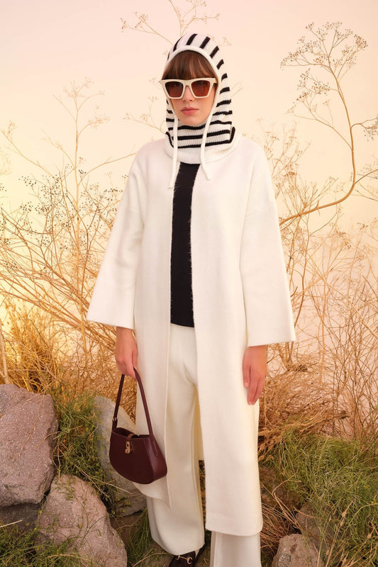 Çelik Örme Ekru Triko Pantolon - Fatma Atasoy