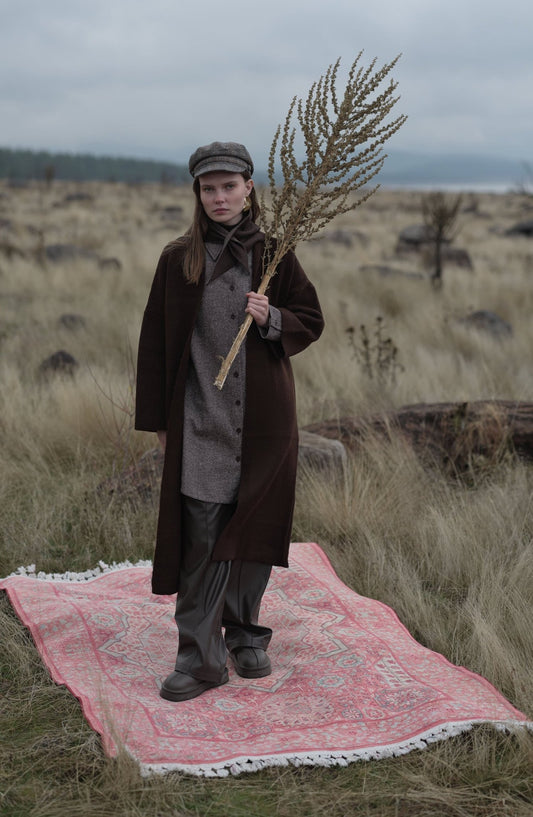 Çelik Örme Pufik Acı Kahve Triko Hırka - Fatma Atasoy