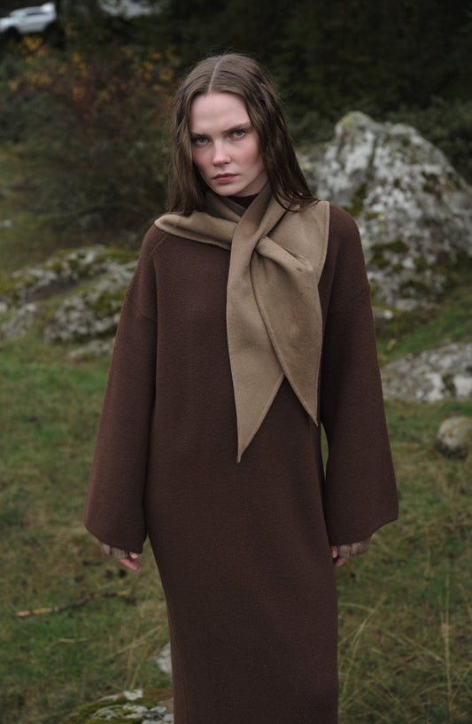 Çelik Örme Pufik Kahverengi Triko Elbise - Fatma Atasoy