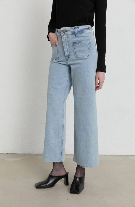 Cepli Culotte Açık Mavi Denim Pantolon - Fatma Atasoy