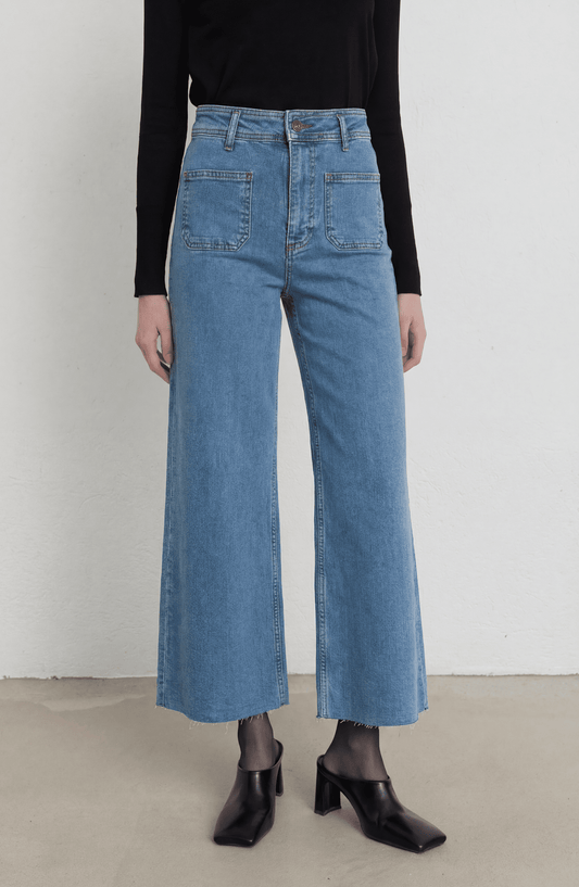 Cepli Culotte Koyu Mavi Denim Pantolon - Fatma Atasoy