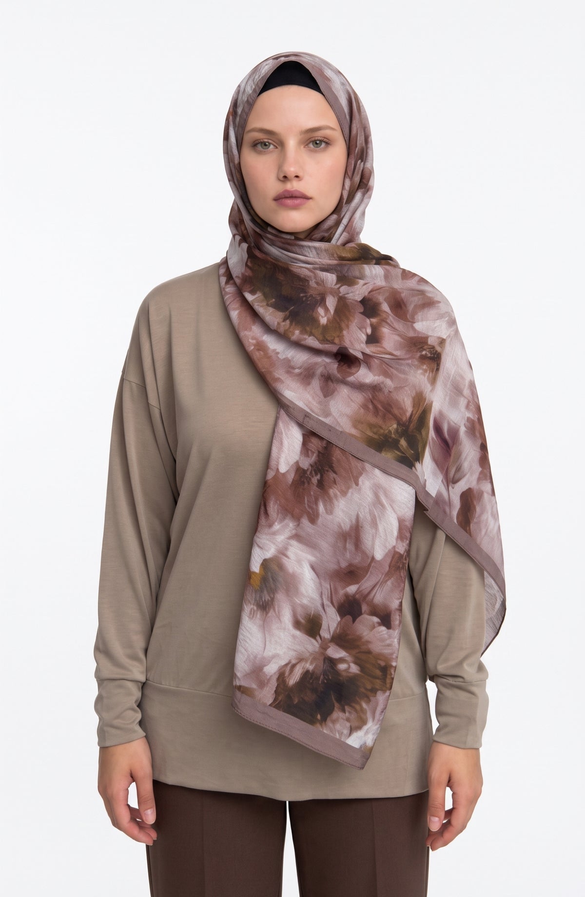 Flora Mist Desenli Soğuk Kahve Şal