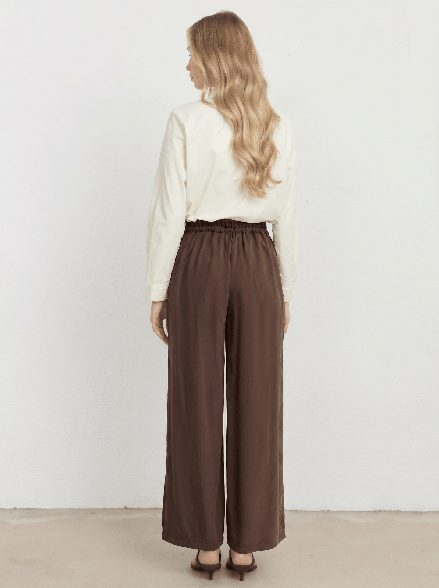 Çift Pile Acı Kahve Rayon Palazzo Pantolon - Fatma Atasoy