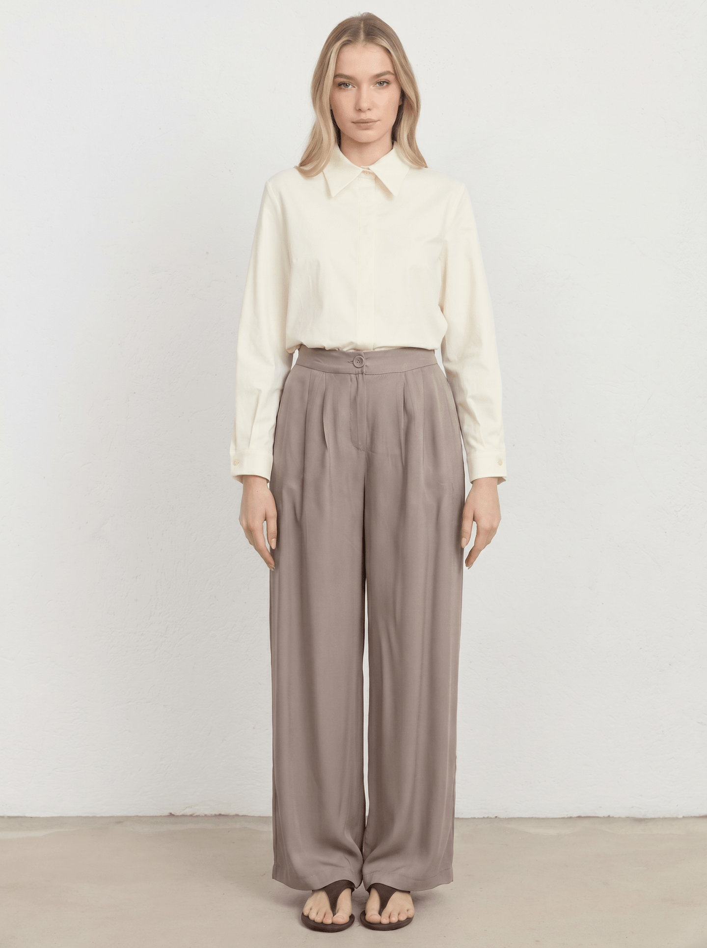 Çift Pile Vizon Rayon Palazzo Pantolon - Fatma Atasoy