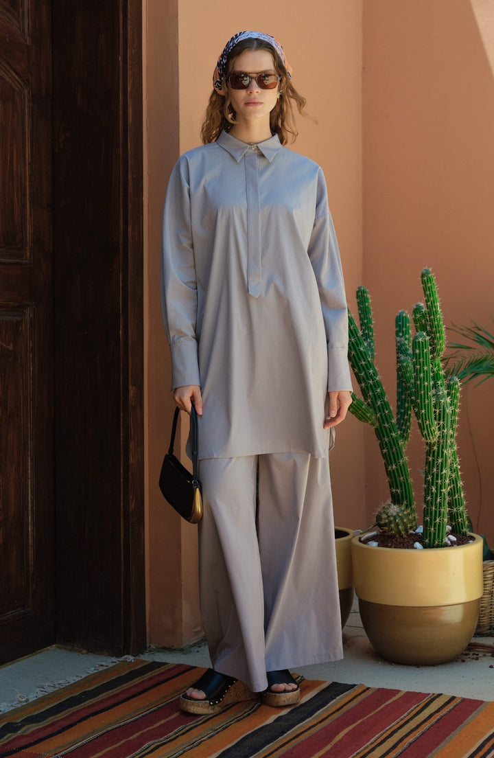 Dad Gri Pamuk Gömlek - Fatma Atasoy