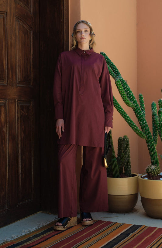 Dad Vişne Pamuk Gömlek - Fatma Atasoy