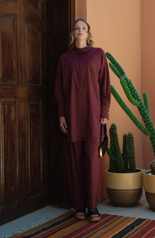 Dad Vişne Pamuk Gömlek - Fatma Atasoy