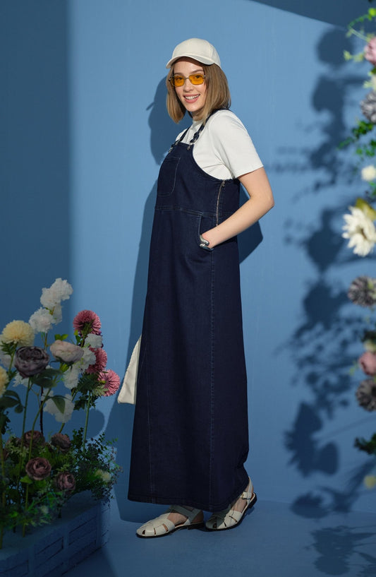 Denim Lacivert Salopet - Fatma Atasoy
