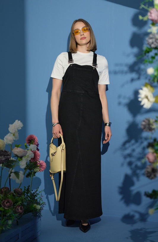Denim Siyah Salopet - Fatma Atasoy