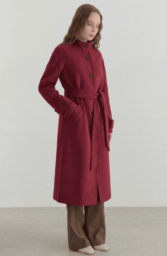 Dik Yaka Bordo Kaşmir Kaban - Fatma Atasoy