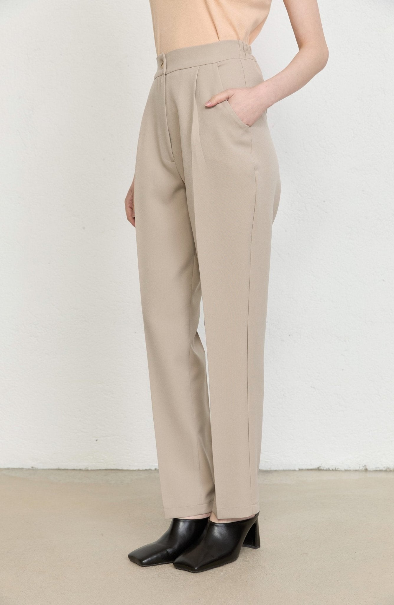 Double Bej Fit Pantolon - Fatma Atasoy