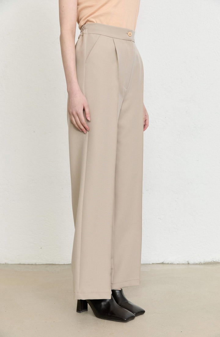 Double Bej Palazzo Pantolon - Fatma Atasoy