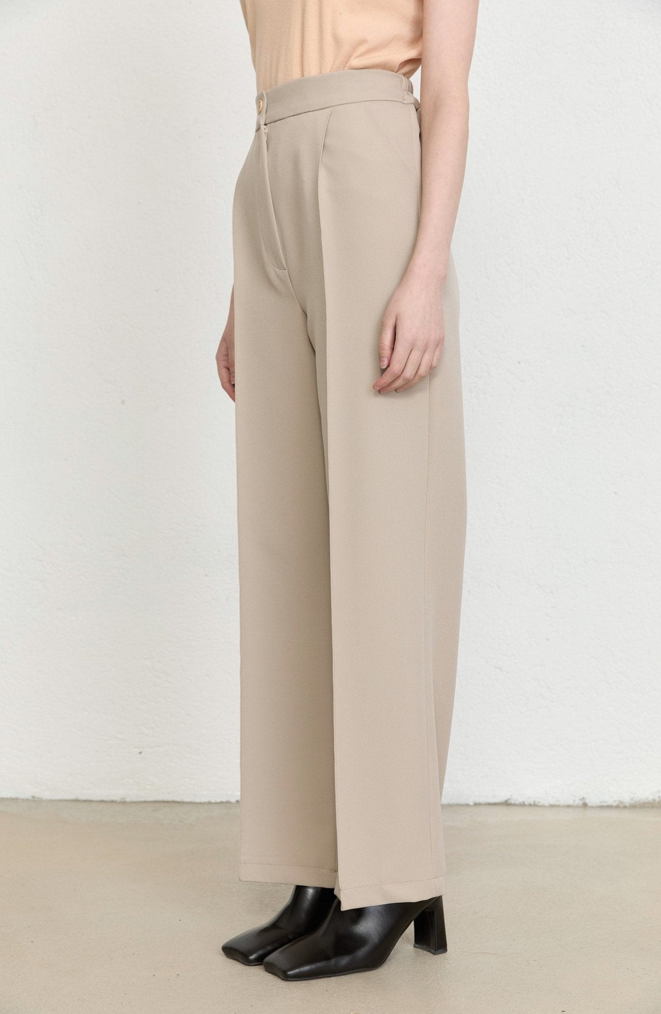 Double Bej Palazzo Pantolon - Fatma Atasoy