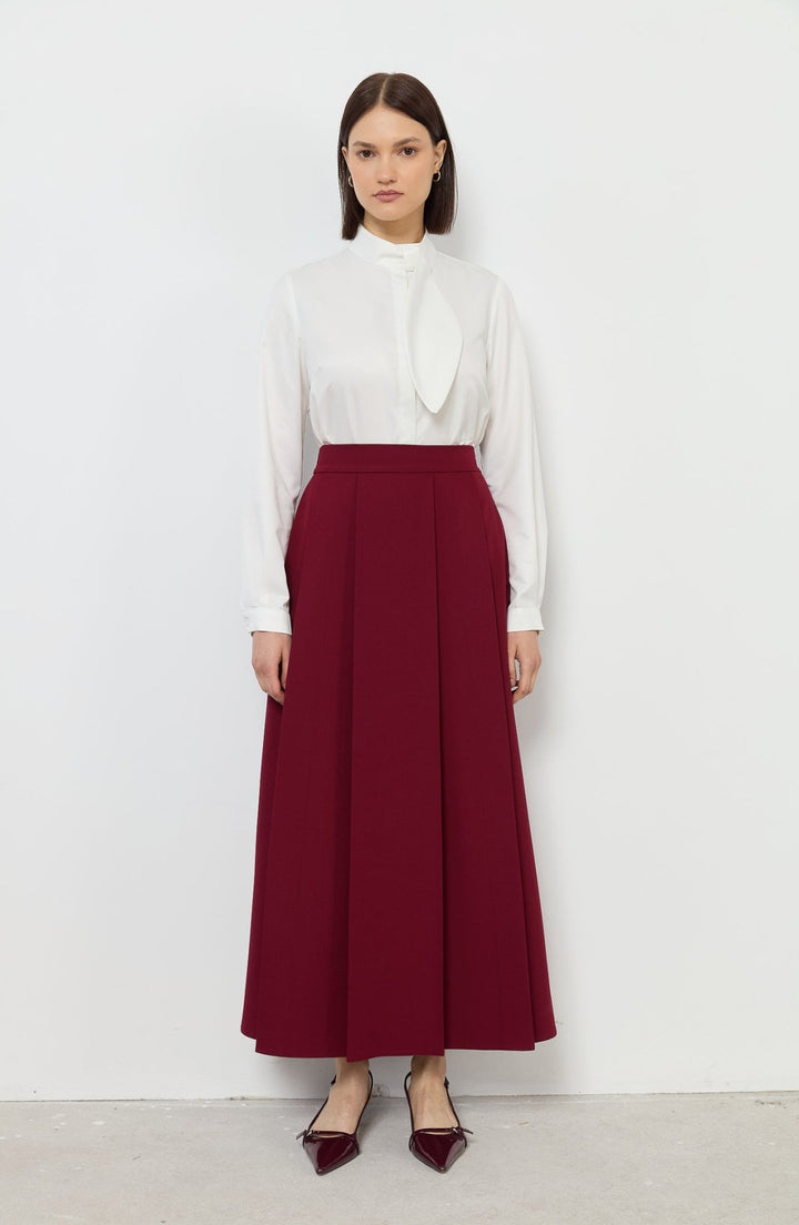 Double Bordo Çift Pile Etek - Fatma Atasoy